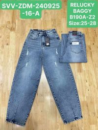купить 0190# голубые женские джинсы багги relucky (стрейч-коттон, 6 ед, размеры норма: 25- 28) выдача на следующий день оптом