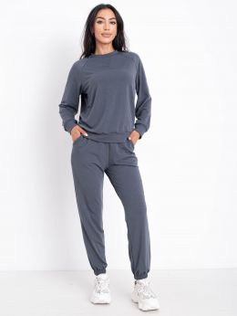 6645-62 серый женский спотивный костюм (двунитка, oversize, 2ед, размеры норма:S. M) фото