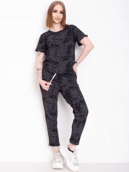 купить 0158-1 черный женский спортивный костюм (футболка + штаны) (5'TH AVENUE, турецкая двунитка, 3 ед. размеры норма: 42. 44. 46) оптом