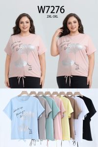 7276# микс цветов женская футболка (Kiss me, 10 ед, размеры батал: 2XL-3XL) выдача на следующий день фото