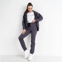 0637-66 серый женский спортивный костюм ( 5`th Avenue ,с капюшоном, турецкая трехнитка, флис, 3 ед, размеры норма: 42.44.46) фото