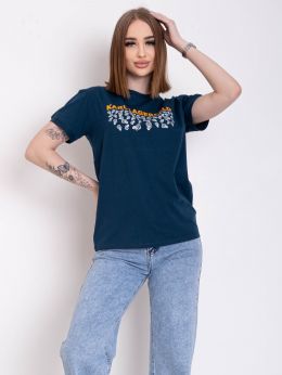 10512-2 синяя женская футболка (95% коттон, 5% эластан, 4 ед. размеры норма: S-2XL, один отсутствует) фото