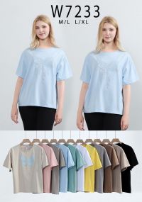 7233 # микс цветов женская футболка (10 ед, размеры норма: M-XL) выдача на следующий день фото