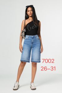 7002# голубые женские джинсовые шорты с камнями (New Jeans, 6 ед, размеры норма: 26-31) выдача на следующий день фото