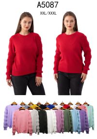 5087 микс цветов женский свитер (Kiss me, 5 ед, размеры батал: 2XL-3XL) фото