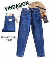 купить 6013-2 # синие женские джинсы мом (VINDASION, 6 ед. размеры норма: 25-30) выдача на следующий день оптом