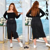 0489 # сіра жіноча джинсова спідниця (Liana, стрейч коттон, 6 од, розміри напівбатал: 28-33) видача наступного дня фото