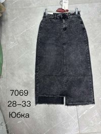 7069 # чёрная джинсовая женская юбка (стрейч-коттон, 6 ед, размеры полубатал: 28-33) выдача на следующий день фото