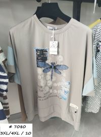 7080 # микс цветов женская футболка (10 ед, размеры батал: 3XL/4XL) выдача на следующий день фото