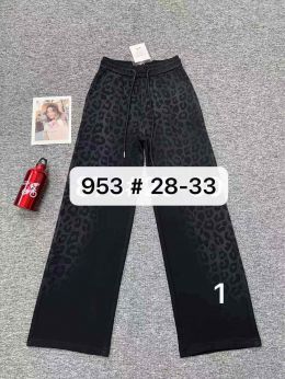 0953 # черные женские штаны (FUDEYAN, трикотаж, принт, 6 ед. размеры полубатал: 28-33) выдача на следующий день    фото