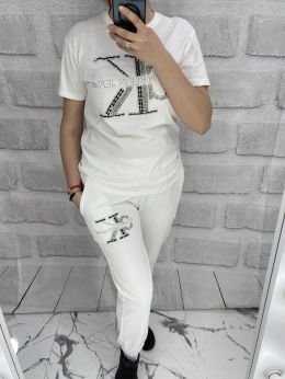 купить оптом джинсы 4607-10* белый женский спортивный костюм (100% коттон, 3 ед. размеры норма: S. M. L) выдача на следующий день недорого
