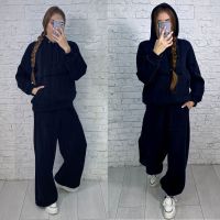 0620-1 черный женский спортивный костюм (5`th Avenue, турецкая трехнитка, флис, 3 ед, размеры норма: 42, 44, 46) фото