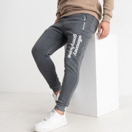 1005-61 НА ФЛИСЕ ТЕМНО-СЕРЫЕ спортивные штаны мужские на манжете (3 ед. размеры: L/2.2XL, соответствуют M.L) фото