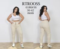 купить 6186# бежевые женские джинсы (RTROOSS, стрейч коттон, 6 ед, размеры батал: 36-42) выдача на следующий день оптом