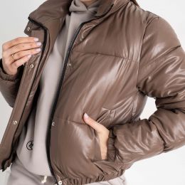 купить оптом джинсы 2810-19 размер XL коричневая женская куртка (MISS DIVA, экокожа, синтепон) недорого