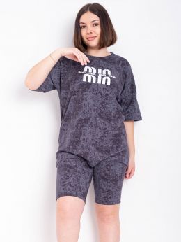 купить 0241-61 серый женский костюм-двойка (футболка + велосипедки) (5'TH AVENUE, варка, 3 ед. размеры полубатал: 48. 50. 52) оптом