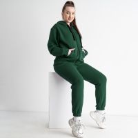0638-73 темно-зеленый женский спортивный костюм (5`th Avenue, турецкая трехнитка, флис, 3 ед, размеры батал: 50. 52. 54) фото