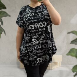 17031-1 черная женская футболка (LEVISHA, 95% коттон, 5% спандекс, 3 ед. размеры батал: XL. 2XL. 3XL) выдача на следующий день фото