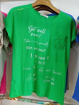 2016-7* зеленая женская футболка (4 ед. размеры полубатал: L. XL. 2XL. 3XL) выдача на следующий день фото