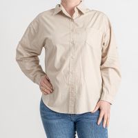 купить 3549-3 бежевая женская рубашка (BASE, коттон, 4 ед. размеры батал: 2XL. 3XL. 4XL. 5XL) оптом