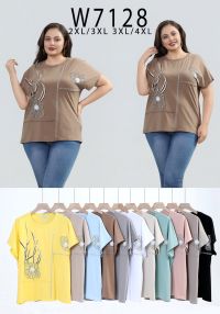 7128# микс цветов женская футболка Kiss Me (10 ед, размеры батал: 2XL-4XL) выдача на следующий день фото