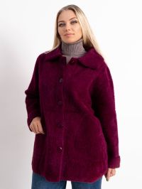 0562-51 бордовый женский кардиган (шерсть альпаки, на пуговицах, 1 ед. универсальный полубатальный размер: 46-52) фото