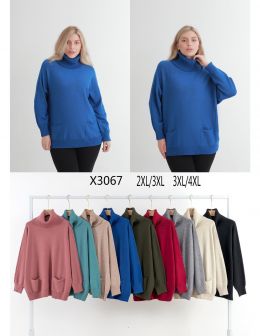 3067* микс цветов женский свитер (Kiss me, 10 ед, размеры батал: 2XL-4XL) выдача на следующий день фото