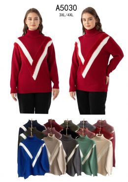 купить 5030* микс цветов женский свитер (Kiss me, 10 ед, размеры батал: 3XL-4XL) выдача на следующий день оптом
