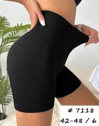 купить 7118 # черные женские велосипедки с утяжкой, push-up (рубчик, 6 ед, размеры норма: 42-48 универсальный) выдача на следующий день оптом