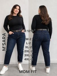 1216 # синие женские джинсы (M.SARA, стрейч коттон, 12 ед, размеры батал: M-4XL) выдача на следующий день фото