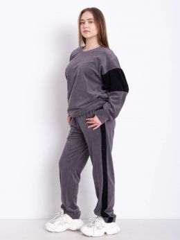12480-61 серый женский спортивный косюм (SARA, велюр, 2 ед. размеры полубатал: 46/48, 50/52) фото