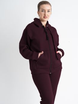 купить 0645-52 бордовый женский спортивный костюм (5'TH AVENUE, турецкая трехнитка, флис, 3 ед. размеры батал: 56. 58. 60) оптом