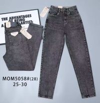 купить 5058# серые женские джинсы мом (Vindasion, 6 ед, размеры норма: 25-30) выдача на следующий день оптом