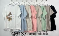 6137# микс цветов женская футболка (Kiss me, 10 ед, размеры батал: XL-4XL) выдача на следующий день фото