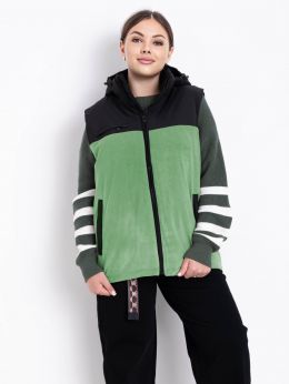 2305-7 зеленая женская жилетка (синтепон, 5 ед. размеры полубатал:L. XL. 2XL. 3XL. 4XL) фото
