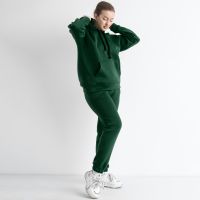 0639-73 ИЗ ТУРЕЦКОЙ ТРЕХНИТКИ НА ФЛИСЕ ТЕМНО-ЗЕЛЕНЫЙ 5`th Avenue ПОЛУБАТАЛЬНЫЙ спортивный костюм женский (3 ед.размеры: 48.50.52 фото