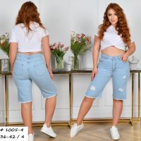 1005-4 # голубые женские джинсовые шорты (LADY N, коттон, 4 ед, размеры батал: 36-42) выдача на следующий день фото