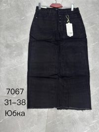7067 # чёрная джинсовая женская юбка (стрейч-коттон, 6 ед, размеры батал: 31-38) выдача на следующий день фото