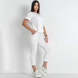 купить оптом джинсы 0157-10 белый женский спортивный костюм (футболка + штаны) (5'TH AVENUE, 3 ед. размеры норма: 42. 44. 46) недорого