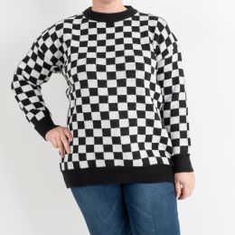 26337* черно-белый женский свитер (принт 
