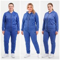 4976-459 мультибренд синий женский спортивный костюм (двухнитка, с капюшоном, кофта на змейке, 5ед, размеры батал: 50, 52, 54, 5 фото