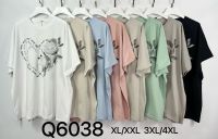 6038# микс цветов женская футболка (Kiss me, 10 ед, размеры батал: XL-4XL) выдача на следующий день фото