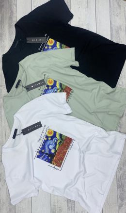 50118 черная, белая и нежно-зеленая женская футболка (MINIMAL, 5 ед. размеры на бирках S. M, соответствуют универсальному S-M) фото