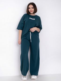 купить 0275-74 темно-зеленый женский спортивный костюм (5'TH AVENUE, турецкий хлопок, 3 ед. размеры батал: 50. 52. 54) оптом