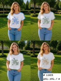 1503 # выбор цвета женская футболка (трикотаж, 4 ед, размеры батал: 2XL-5XL) выдача на следующий день фото