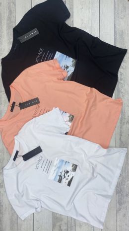 50121 черная, белая и персиковая женская футболка (MINIMAL, 5 ед. размеры на бирках S. M, соответствуют универсальному S-M) фото