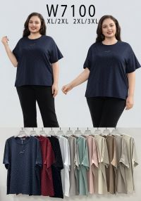 7100  микс цветов женская футболка Kiss Me 5ед, размеры батал: XL-3XL) фото