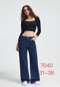 7040 # синие женские джинсы (New Jeans, стрейч коттон, 6 ед, размеры батал: 31-38) выдача на следующий день фото
