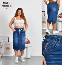 9059 # синяя женская юбка (LANLANIEE, стрейчевая, 6 ед. размеры батал: 30. 31. 32. 33. 34. 36) выдача на следующий день          фото