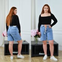 0250 # голубые женские джинсовые шорты (Lady N, стрейч коттон, 6 ед, размеры батал: 30-36) выдача на следующий день фото